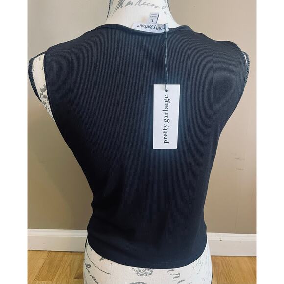 NWT Pretty Garbage Chandon Keyhole Tank Black LARGE - Reg $39 - Picture 3 of 6